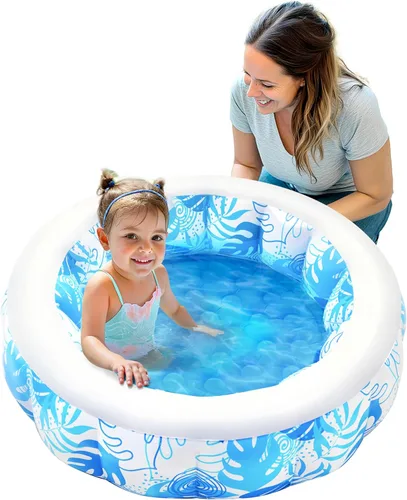 SLOOSH Piscina inflable infantil para niños, piscina de 36 x 11 pulgadas con almohadilla suave para niños y niños pequeños, piscina redonda inflable