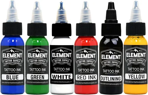 Miniatura 45 de Element Tattoo Supply Tinta de tatuaje blanca Pigmento opaco brillante de grado profesional Fórmula vegana resistente a la decoloración de flujo