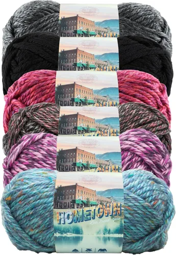 Miniatura 56 de Lion Brand Yarn Hometown - Ovillo de lana súper voluminoso para tejer, ganchillo y manualidades, 1 unidad, Phoenix Azalea