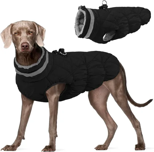 Miniatura 63 de FUAMEY - Chaqueta de invierno para perro, chaleco acolchado con arnés, ropa cálida para mascotas, abrigo con cremallera, impermeable, para perros