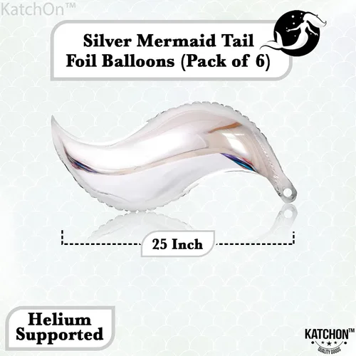 Miniatura 4 de KatchOn Globo azul con cola de sirena de 25 pulgadas, paquete de 6, globos para guirnalda de sirena, globo de aluminio para decoraciones