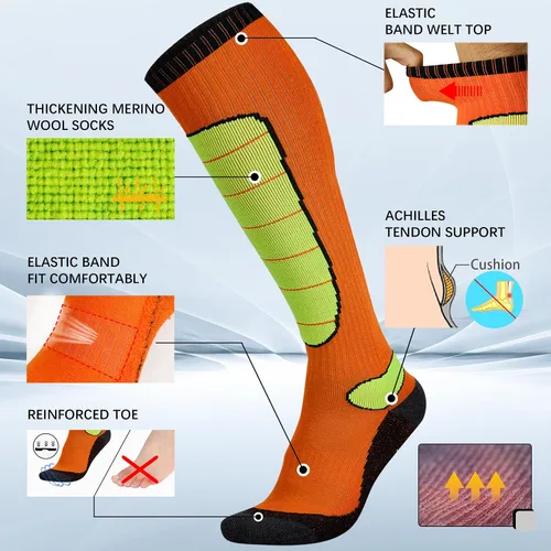 Miniatura 3 de Hylaea Calcetines de esquí de lana merina, calcetines de clima frío para snowboard, nieve, invierno, calcetines térmicos hasta la rodilla