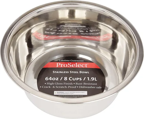 Miniatura 3 de Proselect Clásico tazón para perro de acero inoxidable., Negro/Gris
