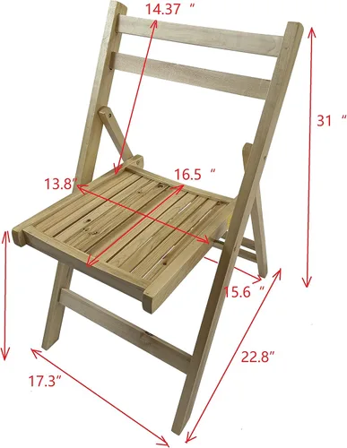 Miniatura 2 de HomVent Juego de 4 sillas plegables de madera con rejillas, totalmente montadas, sillas plegables para eventos, sillas de boda, asiento de listones