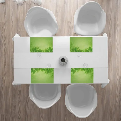 Miniatura 7 de Rectangular Placemats Set of 4, Heat Resistant Green Leaves Background Printed Kitchen Dining Table Mats
