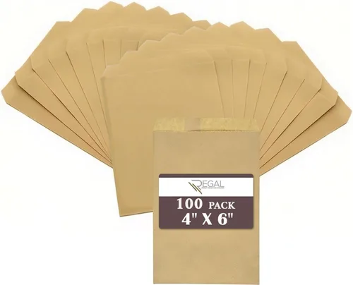 Miniatura 9 de OTURGC Paquete de 100 bolsas de papel kraft marrón, 6 x 9 pulgadas, tarjeta de regalo, dulces, galletas, dona, manualidades, recuerdo de fiesta