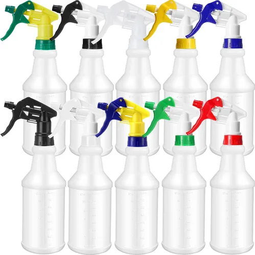 Miniatura 13 de Paquete de 10 botellas de spray de 16 oz, botellas de agua vacías para limpieza, recargables, con contenedor de rociado de alta resistencia