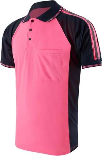 Miniatura 12 de Camisa de seguridad de alta visibilidad, manga corta y larga, polo reflectante, camisetas de trabajo para hombres amarillo-S