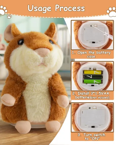 Miniatura 8 de Hámster parlante de peluche que repite lo que dices de Halobang, regalo para niños Marrón