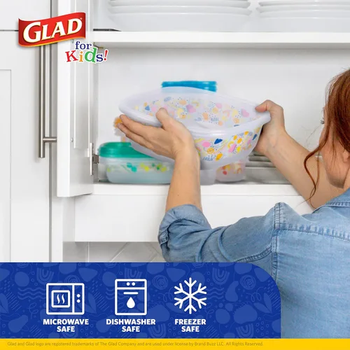 Miniatura 2 de Glad para Niños GladWare - Paquete variado, recipientes de almacenamiento de alimentos para el regreso a la escuela con tapas, tamaños mixtos