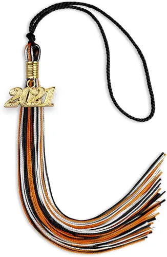Miniatura 152 de Endea Graduation Borla mixta de triple color con gota de fecha dorada (negro/dorado/blanco, 2021)