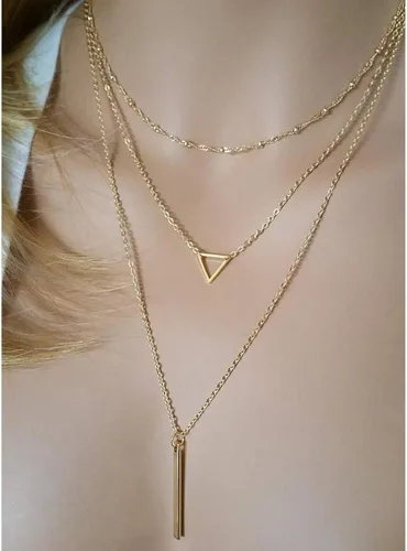 Miniatura 6 de Turandoss - Collares chapados en oro de 14 quilates para mujer, hechos a mano con múltiples capas de perlas de barra, moneda de disco, luna