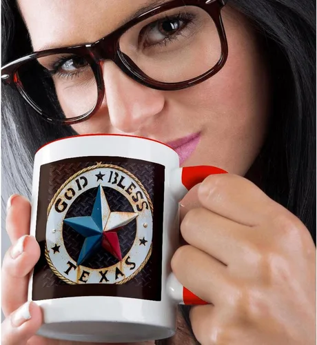 Miniatura 2 de 3dRose Lone star of Texas Emblem, Austin, Texas, Estados Unidos, taza negra de dos tonos de 11 oz