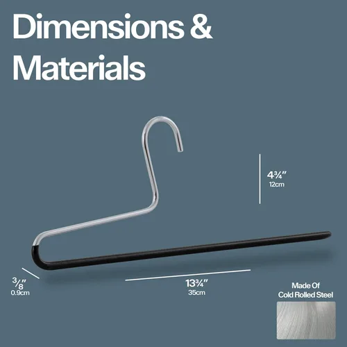 Miniatura 5 de Mawa by Reston Lloyd - Percha antideslizante que ahorra espacio con una sola barra para pantalones, estilo KH/1, juego de 30, color negro
