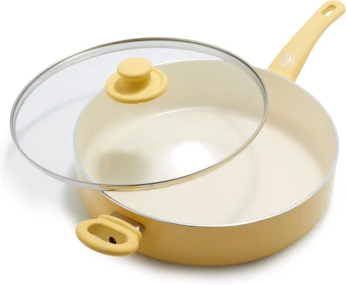 Miniatura 9 de GreenLife Soft Grip Diamond Sartén para Saltear Jumbo de Cerámica Antiadherente Saludable de 5QT con Mango Auxiliar y Tapa, Libre de PFAS, Apto