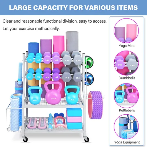 Miniatura 3 de Estante para mancuernas, estante de almacenamiento para esterilla de yoga, estante de peso para mancuernas, estante de almacenamiento de gimnasio
