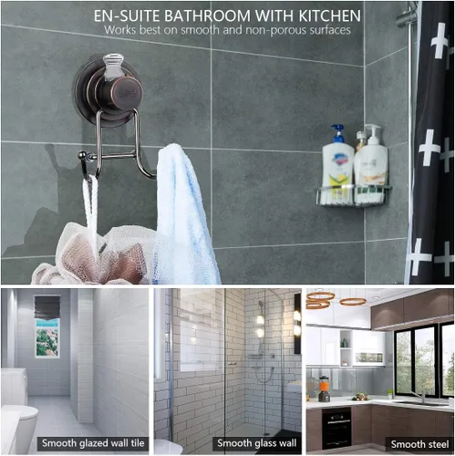 Miniatura 6 de JiePai Ganchos con ventosa al vacío, ganchos para toallas de baño, ducha, soporte para toallas de pared, organizador de toallas para cocina