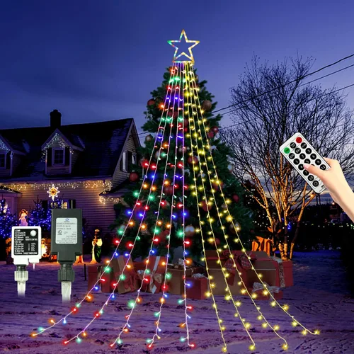 Miniatura 14 de Cadena de Luces de Navidad que Cambian de Color, 335 LED RGB con Control Remoto y Temporizador, Luces de Árbol de Navidad Impermeables