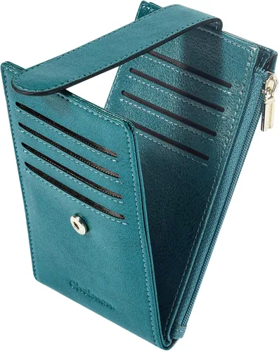 Miniatura 26 de Chelmon Cartera de mujer delgada con bloqueo RFID, billetera plegable con varios compartimientos para tarjetas con bolsillo con cremallera, Beige