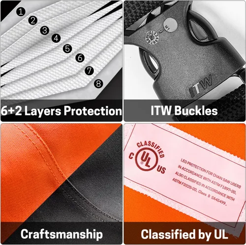 Miniatura 3 de Chaparreras para motosierra con delantal de 8 capas para hombres/mujeres leñadores trabajadores forestales pantalones protectores para motosierra