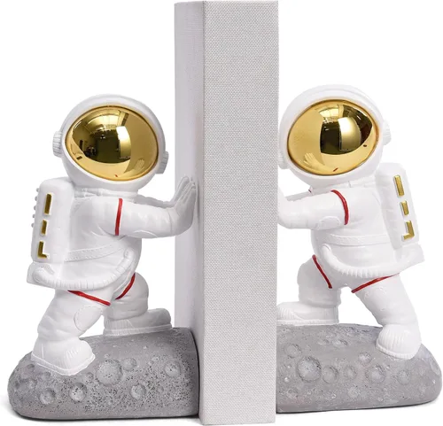 Miniatura 11 de Soporte para sujetalibros, sujetalibros de astronauta con temática del espacio exterior, figura de astronauta, topes decorativos para libros