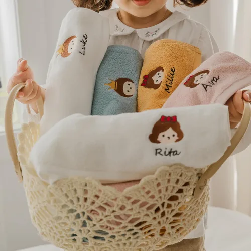 Miniatura 3 de Toallas de mano personalizadas para niñas y niños de 19.6 x 9.8 pulgadas, toalla con nombre personalizado con bordado para baño, gimnasio y spa