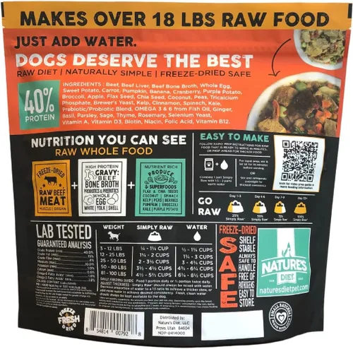Miniatura 2 de Nature's Diet Simply Raw - Comida integral liofilizada – Hace 18 libras de alimentos frescos con músculo, órganos, caldo de huesos, huevo entero