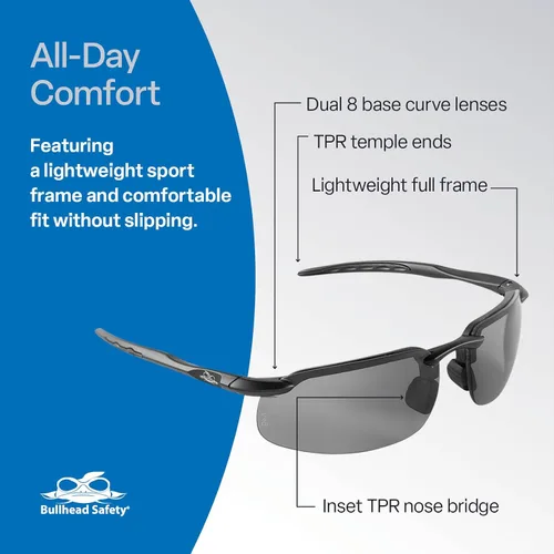Miniatura 5 de Bullhead Safety Eyewear Swordfish - Gafas de sol polarizadas para caza/tiro, antiempañamiento, ligeras, resistentes a impactos y arañazos