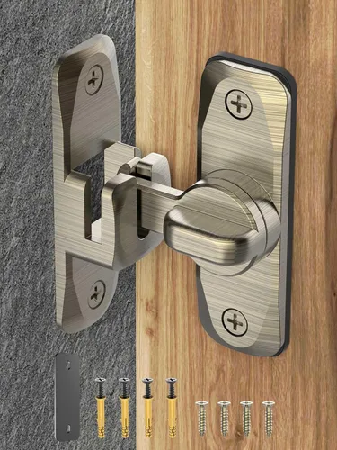 Miniatura 12 de Cerradura de Puerta de Granero Abatible de 90/180 Grados, Protege la Privacidad - Pestillo de Puerta Corredera de Seguridad, Herrajes de Pestillos