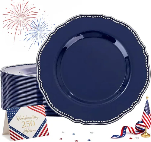 Miniatura 15 de Hioasis 100 piezas Platos de plástico blancos - Platos de cena desechables blancos de 10.25 pulgadas, Platos de cena de plástico, elegantes