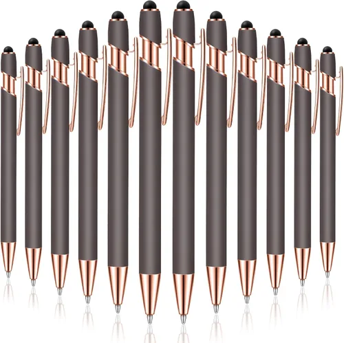 Miniatura 28 de Tenare 12 piezas 2 en 1 bolígrafo de metal con punta de lápiz capacitivo, bolígrafo de 1,0 mm de tinta negra para pantallas táctiles (color surtido)
