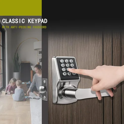 Miniatura 6 de Cerradura de puerta con teclado con asa, cerradura de puerta digital con juego de teclado, cerraduras de puerta de entrada sin llave con asa