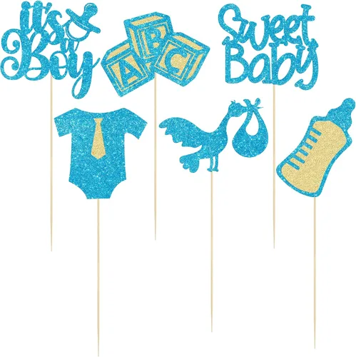 Miniatura 3 de Gyufise 12 piezas varillas para centro de mesa de baby shower con purpurina, atadura de un solo uso, corazón de amor, oh bebé, revelación de género