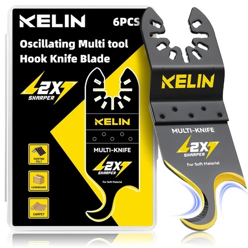 Miniatura 8 de KELIN Kit de 116 cuchillas oscilantes multiherramienta, 4 tipos de hojas de sierra de titanio para madera, metal, paneles de yeso, tuberías, se