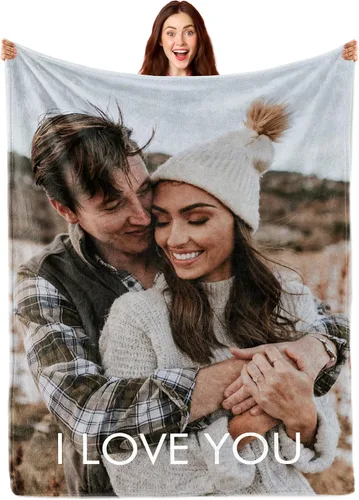 Miniatura 26 de Envío al día siguiente, manta personalizada con foto, mantas con foto personalizadas, manta personalizada de Spotify, regalos divertidos 01