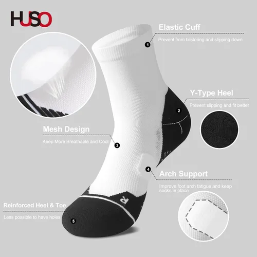 Miniatura 4 de HUSO Performance - Calcetines deportivos de compresión para hombre y mujer, 1,2,3,4,6 pares