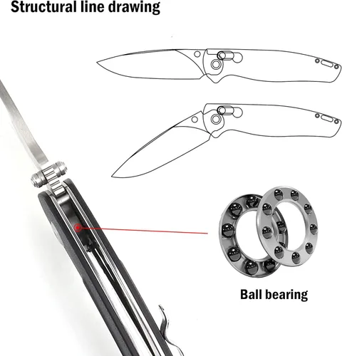 Miniatura 4 de RPG Mini cuchillo de bolsillo plegable, hoja de acero D2 de 3.5 pulgadas con mango G10 y clip de bolsillo, cuchillo EDC afilado para campamento
