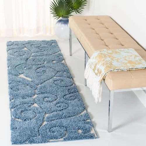 Miniatura 86 de SAFAVIEH - Alfombra de la colección Florida Shag - 10 pies redonda, color crema y beige, diseño de pergamino, no suelta pelusa y fácil de limpiar