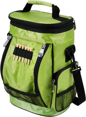 Miniatura 4 de Intech Enfriador de bolsas de golf y organizador de accesorios, portátil con aislamiento de 10 latas de cara suave, cabe en un carrito de golf, Rojo