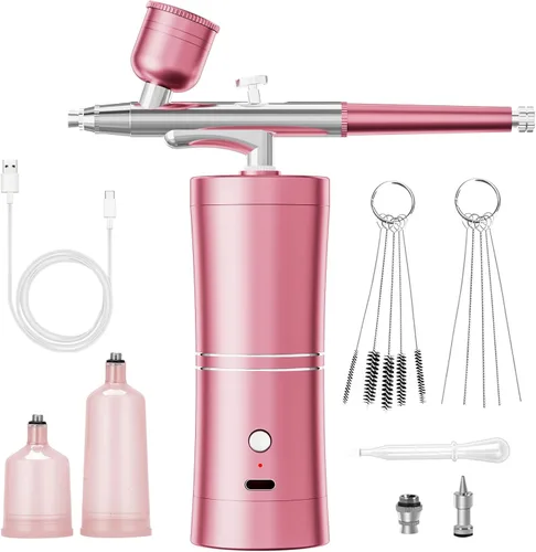 Miniatura 9 de Kit de aerógrafo con compresor, kit de cepillo de aire portátil con compresor de aire, aerógrafo para uñas, compresor de aerógrafo, máquina de Negro
