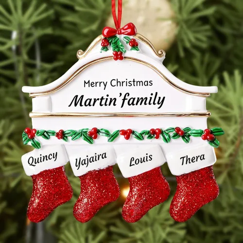 Miniatura 13 de DPDP Adornos de Navidad familiares personalizados 2025 – Calcetines personalizados para árbol de Navidad con nombres, adornos familiares