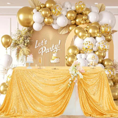 Miniatura 84 de Manteles redondos de lentejuelas negros para fiestas, de 121,9 cm, mantel redondo de purpurina ajustado, pequeño, lindo y dulce, para boda