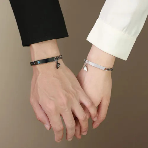 Miniatura 7 de MEALGUET - Pulseras magnéticas personalizadas para parejas de atracción mutua, pulseras de identificación trenzadas con nombre, conjunto de pulseras