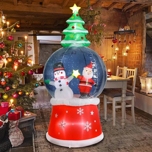 Miniatura 9 de Letrero de 7.5 pies "Santa Stop Here" Hombre de Jengibre Inflable de Navidad con Luces LED, Decoraciones Inflables para Patio Exterior, Césped