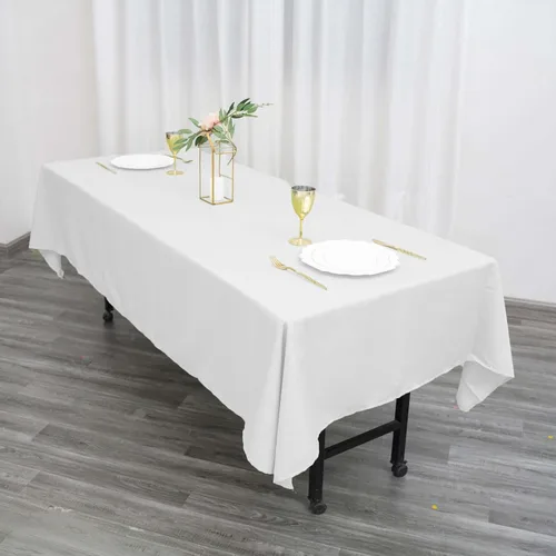 Miniatura 3 de Efavormart - 5 manteles rectangulares de poliéster blanco de 60 x 102 pulgadas, para banquetes, bodas, fiestas, restaurantes