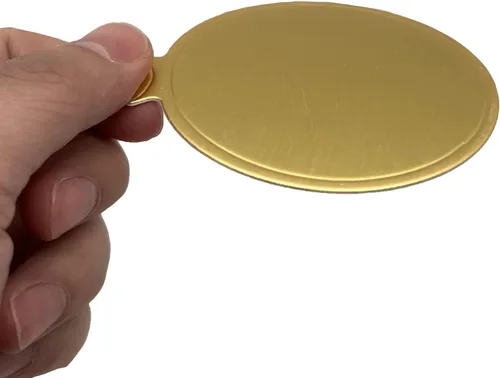 Miniatura 3 de 100 mini tablas para tartas, cartón redondo de 3.1 pulgadas, base de magdalena de mousse para postre de pastel, dorado