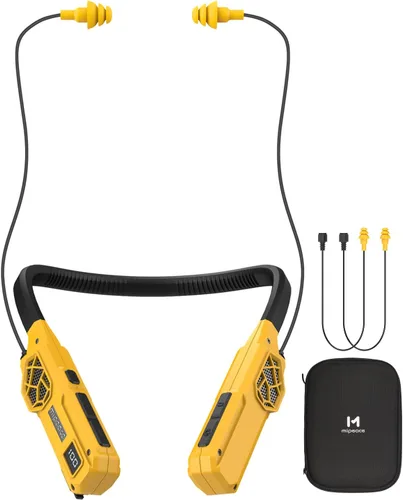 MIPEACE Auriculares Bluetooth con banda para el cuello, 2 en 1 Auriculares de Trabajo Alrededor del Cuello - Auriculares Aprobados por OSHA con