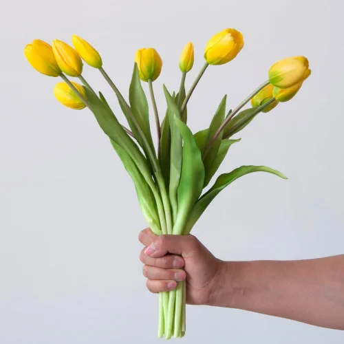 Miniatura 10 de 10 tulipanes artificiales de tacto real, tulipán de látex, tulipanes de plástico artificiales, ramo de flores falsas para mesa de comedor, hogar