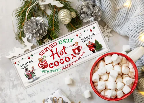 Miniatura 2 de D24TIME Letreros de Navidad de cacao caliente, letrero de decoración de barra de cacao caliente