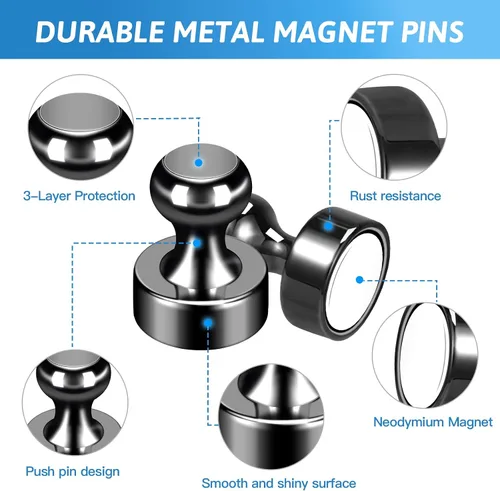 Miniatura 4 de Paquete de 10 imanes de nevera para adultos, imanes de metal fuerte, imanes redondos pequeños para refrigerador, pizarra blanca, casillero, pizarra